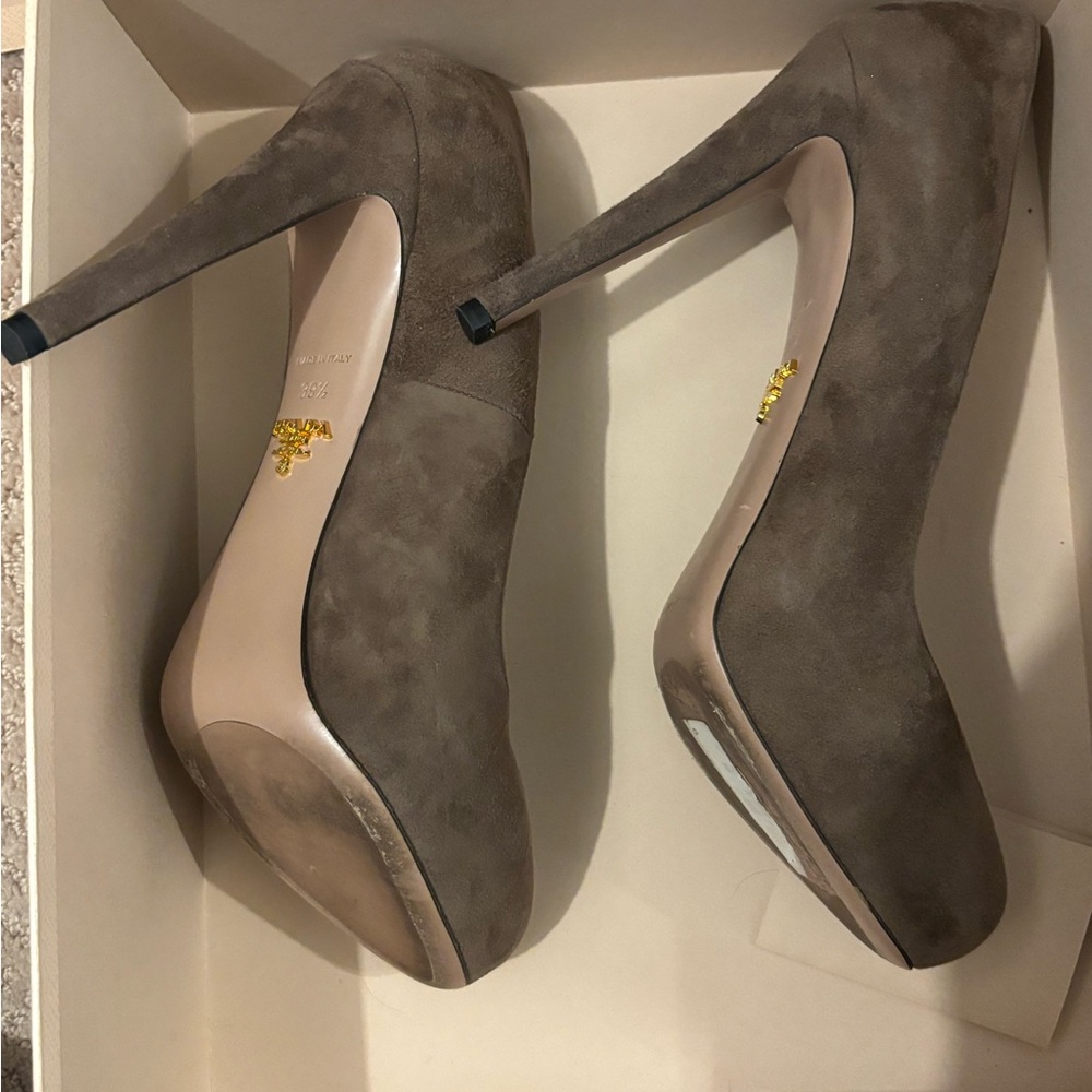 Prada Taupe Suede Women's Heels